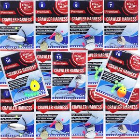 14 Packs 7 Styles Crawler Harness Walleye Spinner Rig 1-Hook, 2-Hook, 3-Hook