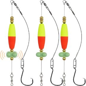 Santee Rig Catfish Float Cooper Rig for Bank Fishing Catfishing Tackle Peg Floats with Rattler Circle Hooks 8/0