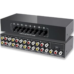 RCA AV Switch 8 in 1 Out Composite Video L/R Audio Switcher Selector Box