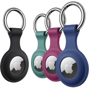 4 Pack Compatible with Apple AirTag Keychain Holder Waterproof Silicone Case with Metal Key Ring, Fits AirTag Case Cover for Pets/Luggage/Backpacks (Multicolor)