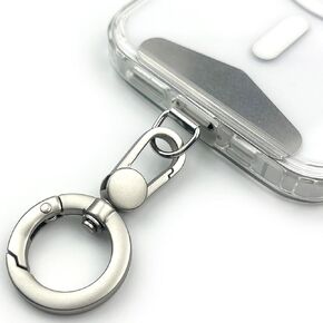 TENOC Metal Phone Tether, Universal Cellphone Lanyard Pad with 360 Rotation Spring Ring, Silver