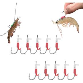 Luminous Live Shrimp Hooks for Saltwater Fishing, Carbon Steel Shrimp Walker Hook with Barbs, Non-Piercing Design for Lively Bait, Ideal for Bass, Carp, and Catfish