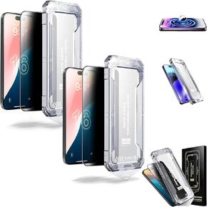Luxury Privacy Screen Protector-Dust Free Without Bubbles, Smoothshield 2 Packs – Tempered Glass Screen Protector with Anti-Scratch Anti-Fingerprint Privacy & Auto Dust-Free Install