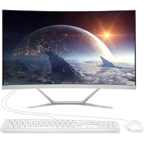 All-in-One Desktop Computer PC, 24" FHD Curved Display Monitor AMD R7 Quad-Core Processor, 8GB, 512GB SSD, Dual-Band Wi-Fi, Bluetooth, 6 USB, HDMI, VGA, Keyboard & Mouse for Home Study Office Gaming