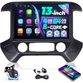 13.1 Inch Car Radio for Chevy Silverado Sierra 2014-2018 Upgrade 8 Core Silverado Touch Screen Head Unit Car Stereo Wireless Carplay Android Auto 5Ghz WiFi SWC GPS AHD Backup Camera 4+64GB