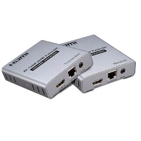 ZEZEFUFU HDMI Extender Over Cat5e/6 RJ45 Ethernet Cable, Up to 120M 4K@30HZ HDMI Splitter Extension Video Audio Transmitter Support Laptop DVD TV Accessory