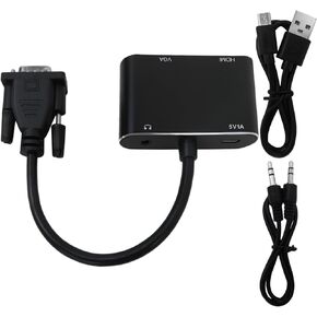 New 2 in 1 VGA to HDMI+VGA Adater 1080P Full HD Video Audio Converter with Full 1080P HD Resolution Compatible for Windows, for Ma-c OS, for Linux