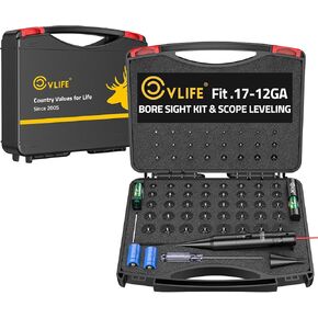CVLIFE 2-in-1 Green/Red Laser Bore Sight with Scope Level Kit Bore Sight Laser with 64 Adapter Fits .17 to 12GA Calibers Scope Bubble Level and Magnetic Scope Leveling Tool