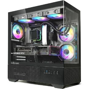 Zalman CHRONIX Mid Tower ATX Gaming PC Case with 3 x 120mm Prism ARGB Fans Preinstalled, 360mm Radiator Support, Type-C 3.2 Ready, Supports 50 Series Graphics Cards, Black