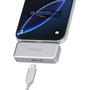 ORICO FlashPod 256GB Aluminum Alloy Portable SSD with PD 100W Fast Charging, Direct Plug Design, 180MB/s External Solid State Drive, Reliable Storage for iPhone 16/15, Tablets & Laptops - S5