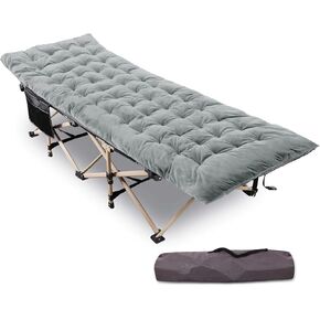 REDCAMP 28" Extra Wide Heavy Duty Camping Cots with Thicker Cot Pads for Adults, Foldable Sturdy Portable Sleeping Cot for Camping or Office, Grey & Grey Pad
