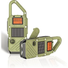 Rechargeable Adult Walkie Talkie with Emergency Solar Hand Crank Charging with FM/NOAA,Weather Alert,LED Flashlight-USB Charging and SOS Siren Long Range 2-Way Radio