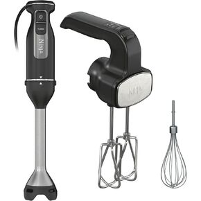 Ninja CI100 Foodi Power Mixer System, 750-Peak-Watt Immersion Blender and Hand Mixer, EasyGlide Beaters, Whisk, Black (Renewed)