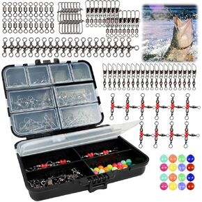 Bass Fishing Tackle Accessories Kit, Waterproof Tackle Box with Accessories Set, Include Floats Sinkers Weights Hooks Swivels Snaps Beans, Gift for Anglers, Fishing Starter Kit Box 397Pcs in Saudi Arabia