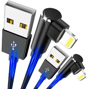 iPhone Charger Cord 6ft - Braided USB to Lightning Cable 90 Degree Charging Cable Compatible with iPhone 14 13 12 11 Pro Max iPad Airpods iPod & More,2Pack[MFI Certified]