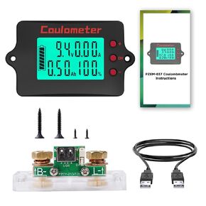 ZPSHYD Coulometer, DC 8-120V 100A Battery Capacity Tester with Shunt, Monochrome Screen Digital Voltmeter Ammeter for RV, Electric Vehicle, Solar Systems and Battery Monitoring