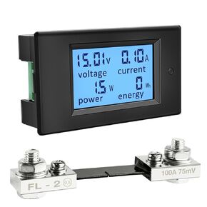DC Battery Monitor Meter,0-100V,0-100A, Widely Applied to 12V/24V/48V RV/Car Battery, LCD Display, Digital Current Voltage Solar Power Meter (Upgrade Meter(Built-in 100A Shunt))