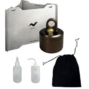 Portable Alcohol Camping Stove Set with Windscreen, Storage Bag, 2 Liquid Bottles,Stable Support Wind-Resistance Camp Stove for Outdoor Camping Hiking Cooking, Brown (Silver) in Saudi Arabia