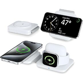 3 في محطة شحن واحدة لأجهزة Apple المتعددة ، شاحن لاسلكي سفر قابل للطي لـ iPhone 16/15/14/13/12 ، لشاحن Apple Watch Ultra/10/9/7/6/6/4/3 ، لـ AirPods 4/3/2/PRO