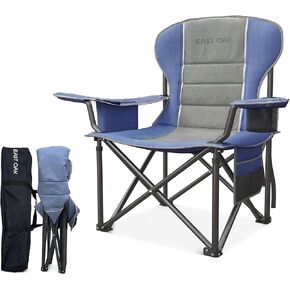 EAST OAK Oversized Camping Chair | Heavy Duty Camping Chairs for Adults | 500LBS Support, 600D Oxford, Cup Holder & Side Pocket | Ideal for Camping, Beach, Sports Events, Backyard & Tailgating | Gray