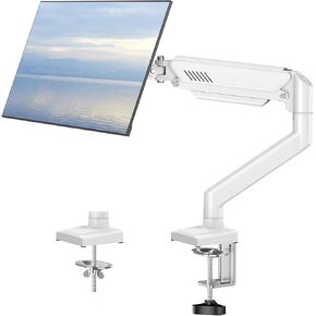 Single Monitor Mount Holds Max 22lbs, 13-32 inch Monitor Desk Mount, Height Adjustable Tall Monitors Arm, Monitors Stand with Tilt Swivel Rotation, VESA 75 100mm, White, Freelift