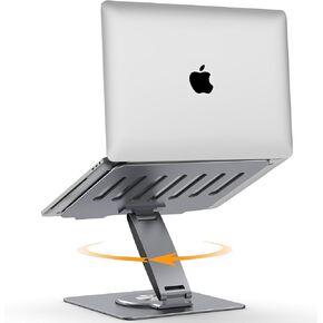 Adjustable Laptop Stand for Desk with Docking Station 11-in-1, Aluminum Laptop Riser with USB Hub 360°Swivel Dual Display 4K60Hz HDMI Gigabit Ethernet USB3.0 PD100W for MacBook Pro Air/Dell/HP 7-15.6"