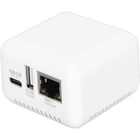 Print Server, LAN USB 2.0 Printer Server Adapter, 1 Port N USB 2.0 Network Print Server with Type C and USB Port for for Linux 3.4 (US Plug)