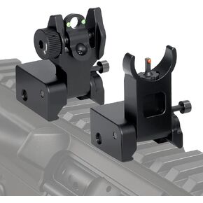 V2 Fiber Optic Iron Sights with Green Red Fiber Optics Dots, Flip Up Front and Rear Backup Sights, Tool-Free Adjustable Front Sight Rapid Transition