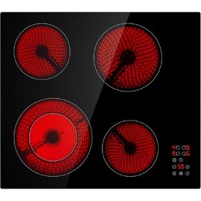 Empava 24 Inch Electric Stove Cooktop 4 Burners, Dual-Ring Zone, Timer Child Lock, Stop & Go, Built-in Design, 208~240V Hard Wired (No Plug)