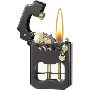 Vintage Lighter, Cool Trench Lighter, Mecha Metal Rocker Lighters, Windproof Refillable Kerosene Lighters with Unique Transparent Visible Fuel Tank, Classic Gifts for Men Dad Husband, No Oil