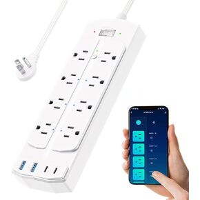 Smart Plug Power Strip, Yozisital Surge Protector with 6 Individually Controlled Smart Outlets and 4 USB Ports, 5FT Flat Extension Cord, Only for 2.4 GHz Wi-Fi, Compatible with Alexa & Google Home