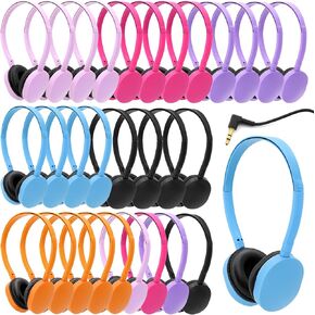 30 Pcs Kids Bulk Headphones for Classroom School, Classroom Headphones Bulk, Compatible with 3.5mm Jack for Library Children Adults Office Gifts (Mixed Colors)
