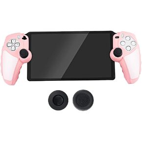 Silicone Grip Case Cover For PS Portal Game Controller,Split Anti-slip Anti-drop Handle Protective Case With 2 Thumb Grip Caps For PS Portal Gaming Accessories (Pink)