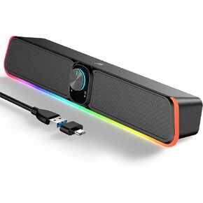مكبرات صوت كمبيوتر سطح المكتب - شريط صوت Bluetooth مدعوم من USB مع مقبض RGB ومولد ، ومكبر صوت ألعاب محمولة HIFI Stereo من أجل شاشة سطح المكتب ، الكمبيوتر ، الكمبيوتر المحمول ، الأجهزة اللوحية ، Mac Air/Pro