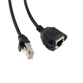 1Pcs RJ45 Cable Male to Female Screw Panel Mount Ethernet LAN Network Shield 90 Degree Right Angle Extension Cable 0.3m 0.6m 1m 1.5m(Straight 1.5m)