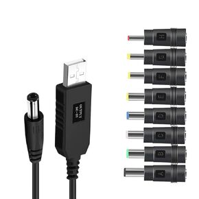 WF to Powerbank Cable Connector Dc 5V to 12V USaB Cable Boost Converter Step-Up Cord for Wf Router Modem Fan Speaker 5.5 * 2.1M