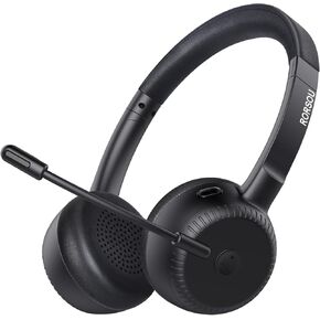 RORSOU K3 Bluetooth Headset with Noise-Canceling Microphone, Lightweight Wireless On Ear Gaming Headphones, 40H Playtime, Compatible with iPad/Travel/PC/Home – Black