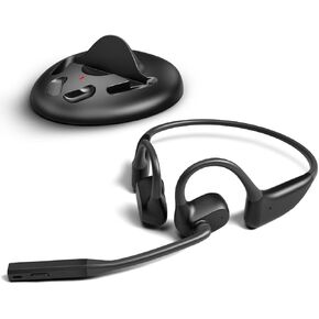 Lingo N21 - Open-Ear Wireless Headset with Noise-Filtering Boom Mic & Charging Dock, Bluetooth 5.3 Headphones for PC, Computer & Phones, 15hrs Play Time, Lightweight & Comfortable