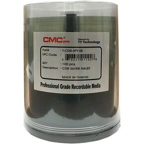 CMC Pro - Powered by TY Technology 80 Minute/700mb Silver Inkjet CDR in Cake Box - 100 Count