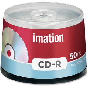 Imation IMN17301 CD Recordable Media, CD-R, 52x, 700 MB, 50 Pack Spindle