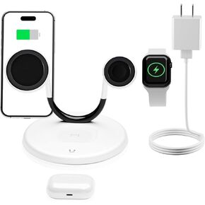 Magnetic Wireless Charger Stand iPhone: 2025 Mag Safe 15W Fast Charging Station 3 in 1 for Apple iPhone Magsafe Desk Charger 16e 16 15 14 13 12 Pro Max Plus - Apple Watch Series & Air pods 4 3 2 Pro