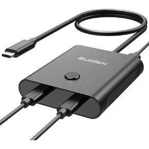 USB C Bi-Directional Switch, 1 in 2 Out/2 in 1 Out USB C Switcher 8K@60Hz 10Gbps Data Transfer and 100W PD Fast Charging, Included 5V Power Adapter