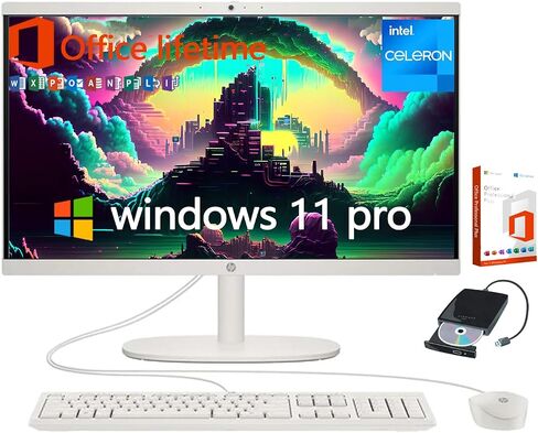 HP 21.5" FHD All-in-One Desktop Computer -w/Office Lifetime & Win 11 Pro | FHD Anti-Glare Display | HDMI | WiFi6 | Webcam | Wired Keyboard & Mouse | 32GB RAM + 1TB SSD in Saudi Arabia