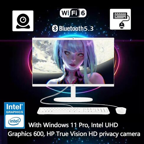 HP 21.5" FHD All-in-One Desktop Computer -w/Office Lifetime & Win 11 Pro | FHD Anti-Glare Display | HDMI | WiFi6 | Webcam | Wired Keyboard & Mouse | 32GB RAM + 1TB SSD in Saudi Arabia