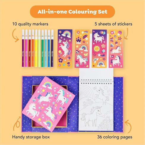Tiger Tribe Coloring Set - Unicorn Magic - Take Along Traveling Kit - All Supplies Included - Easy Clean Up and Storage - Ages 4+ - 60237 in Kuwait