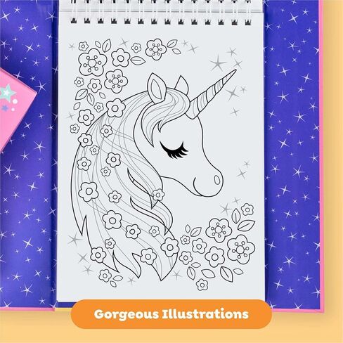 Tiger Tribe Coloring Set - Unicorn Magic - Take Along Traveling Kit - All Supplies Included - Easy Clean Up and Storage - Ages 4+ - 60237 in Kuwait