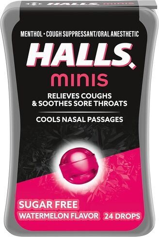 HALLS Minis Watermelon Flavor Sugar Free Cough Drops, 24 Drops in Saudi Arabia