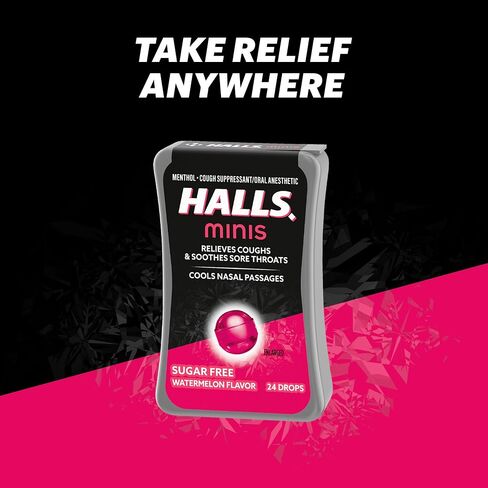 HALLS Minis Watermelon Flavor Sugar Free Cough Drops, 24 Drops in Saudi Arabia