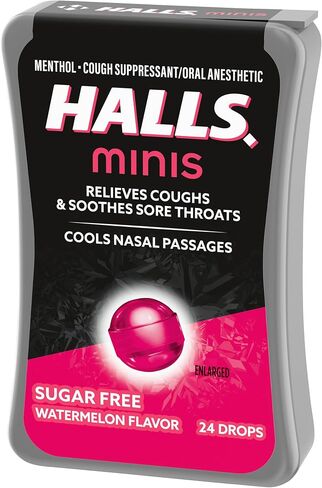 HALLS Minis Watermelon Flavor Sugar Free Cough Drops, 24 Drops in Saudi Arabia