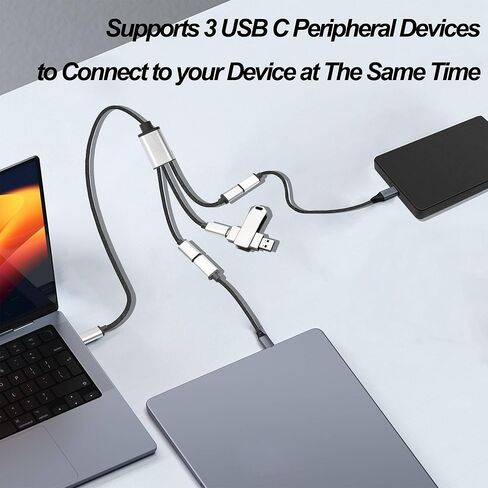 Type-C Splitter 1 في 3 Or USB-C ذكر إلى 3 USB C كابل أنثى شحن كابل محول الفاصل Multi Port OTG مزود بنقل البيانات in Kuwait